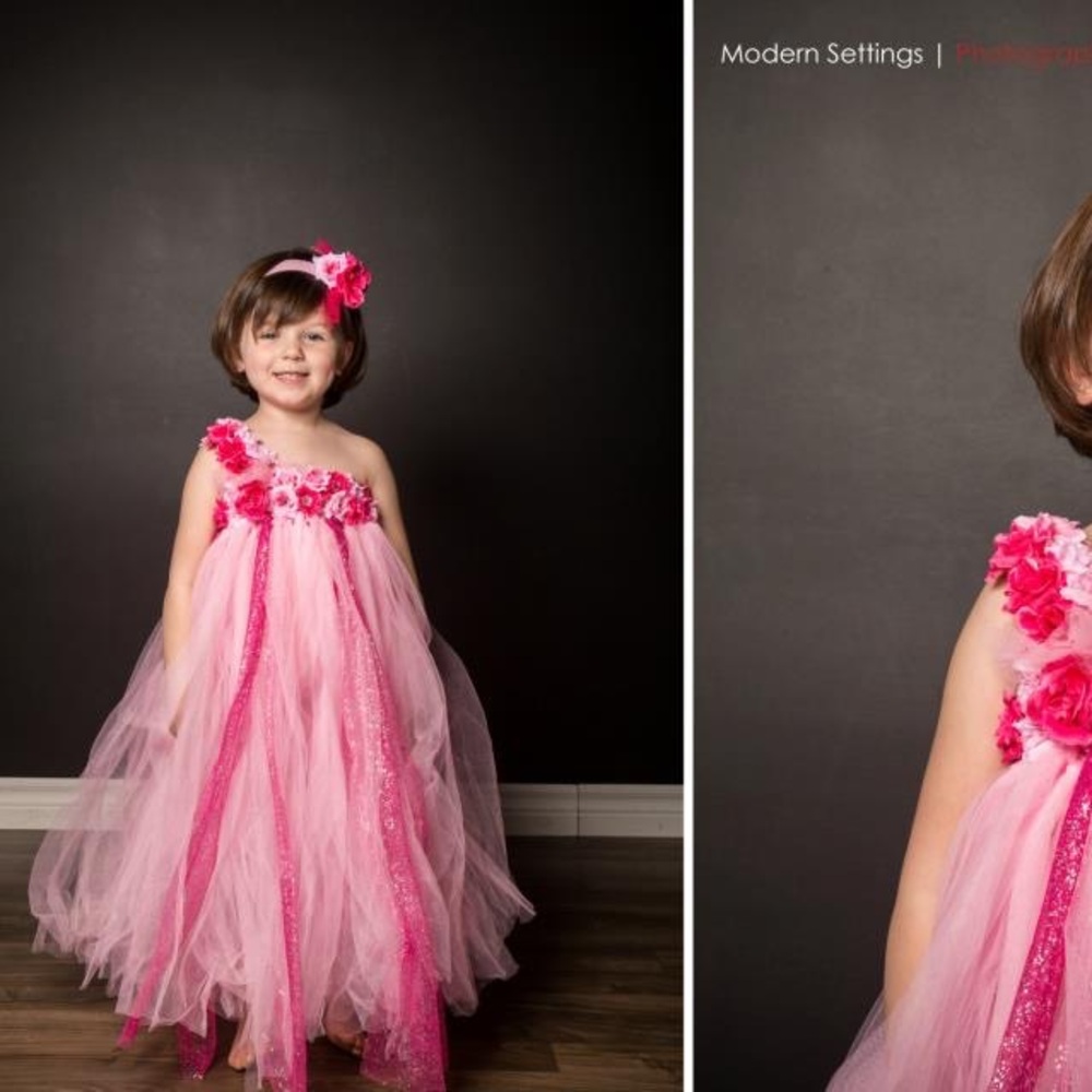 Elegant Pink Floral Kids Formal Dress